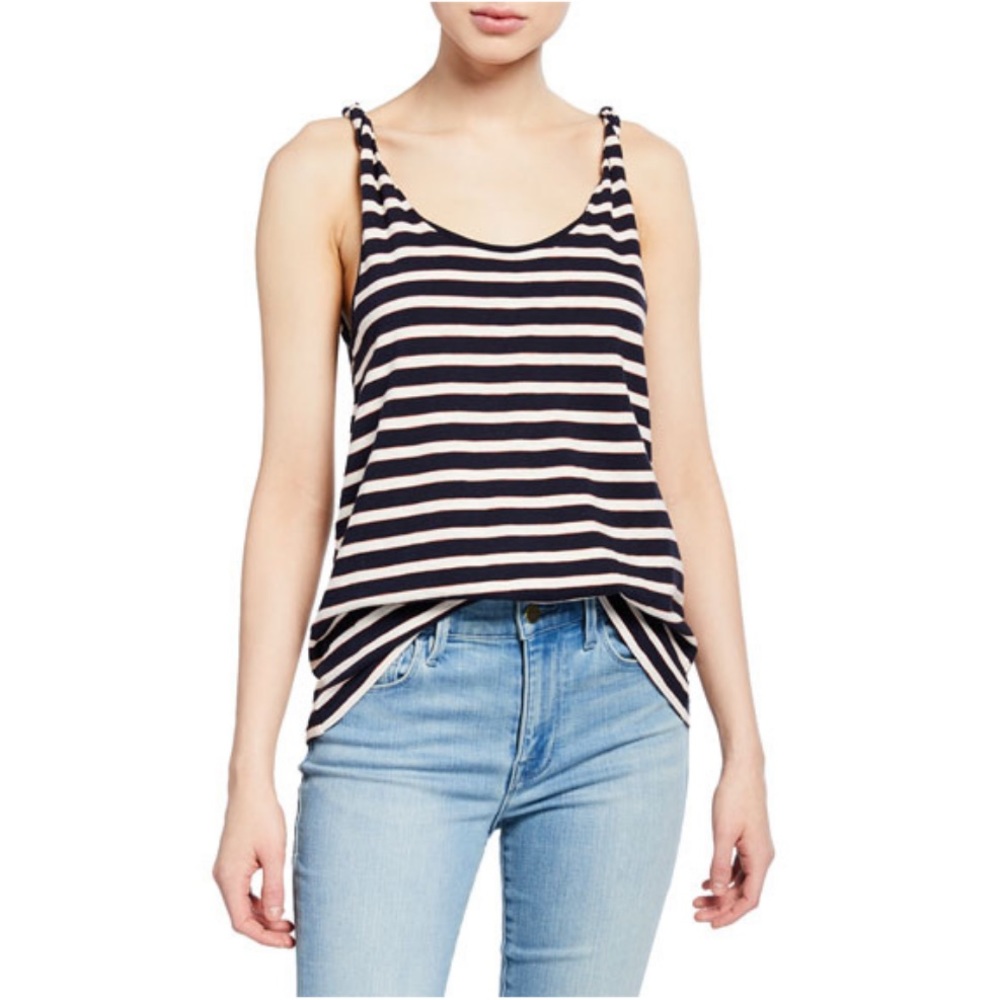 Current/Elliott The Twisted Tank in Navy & Cream